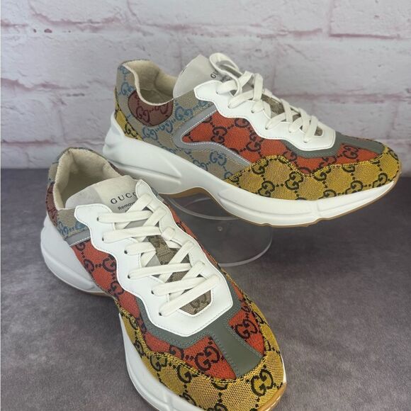 Gucci Mens Rython Multicolor Sneakers  GG Canvas 9 - Picture 3 of 14